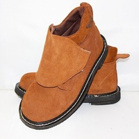 Chaussures de sécurité montantes en cuir de vachette résistantes à la chaleur, anti-écrasement et anti-perforation, avec semelle en caoutchouc, pour soudeurs et machinistes