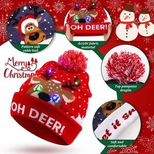 <b>LED</b> Christmas Knitted Hat <b>Light</b> up <b>Xmas</b> Beanie Cap Unisex Winter Beanie Sweater Hat with Colorful <b>LEDs</b> for New Year - Product Image 4