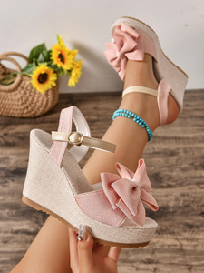 Sandalias de Plataforma con Cordones y Lazos, Resistentes, Suaves, para Exteriores, Estilo Verano 2025, Punta Redonda y Abierta para Mujer - Product Image 3