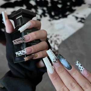 欧美24件套法国水钻压钉可拆卸假指甲流行长戴人造指甲 - Product Image 4