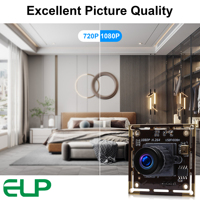 Módulo de Cámara USB ELP para Baja Iluminación, H.264 HD 1080P, Sensor IMX323, Lente de 3.6mm, 0.01Lux, 2MP, Placa de Cámara Web con Micrófono para PC