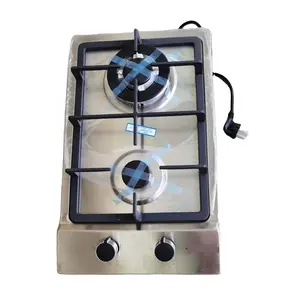 Home appliance stainless steel panel brass valve 2 burner stove gas