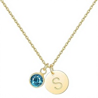 Collier en acier inoxydable plaqué or 18 carats avec fleur en zircon classique, pierre de naissance du zodiaque, cadeau pour femme