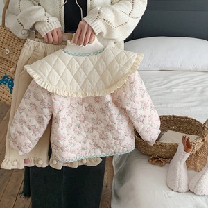 Giacca autunno inverno per bambine corea di ispirazione coreana e dolce <span class=keywords><strong>abbigliamento</strong></span> set di Cardigan lungo e caldo cappotto imbottito in cotone con risvolto floreale - Product Image 2