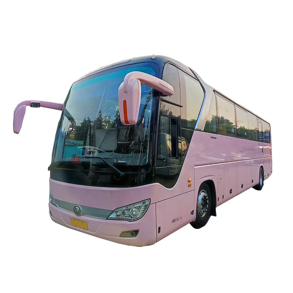 Pink Yutong 12m digunakan mesin bus Diesel mewah 54 kursi LHD Euro 5 digunakan bus wisata untuk dijual