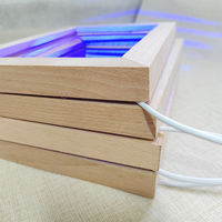 Marco de Fotos de Madera Maciza Ecológico con Luz Nocturna LED Impresa con Serigrafía, Adornos Decorativos Creativos Hechos a Mano para Escritorio
