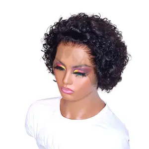 Curly pixie cut lace wig human hair Curly Pixie cut lace wig human hair headwear