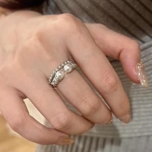 Anillo de Plata Pura S925 con Cuentas Pequeñas, Patrón Geométrico, Versátil, Ideal para Combinar, Diseño Simple de Tofu, Personalidad Femenina - Product Image 3