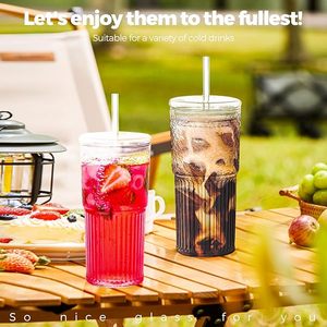 2 Vasos de Vidrio con Tapas y Pajitas de Vidrio de 20 oz, Vasos para Café Helado, Esenciales para el Hogar, con Tapa y Pajita para Cerveza - Product Image 5