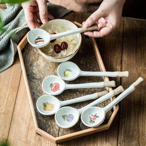 Cuchara de Cerámica Japonesa Vintage de Mango Largo, Cuchara Creativa para Arroz y Sopa, Varilla para Remover Café, Estilo Coreano - Product Image 4