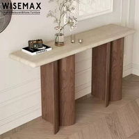 Meuble WISEMAX, table console moderne de luxe pour la maison, l'hôtel, le bureau, avec structure en bois massif et plateau en travertin, pour villa, salon, entrée