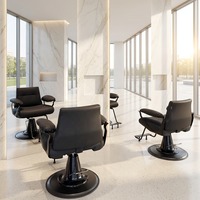Fauteuil de Barbier Hydraulique Noir Commercial Robuste avec Revêtement en Cuir Confortable pour Salon de Coiffure Moderne