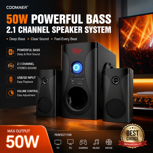 Subwoofer Audio HiFi Surround Sound Electronic Home Theater 2.1 Multimedia Speaker System Leisure Entertainment