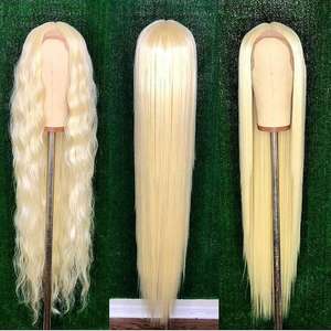 Vente en gros HD Transparent Full Frontal Lace 613 Blonde Straight Perruques de Cheveux Humains pour Femmes 13x4 13x6 Lace Front Perruques - Product Image 1