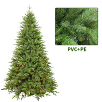 Sapin de Noël d'extérieur pré-éclairé à LED blanc chaud, modèle FP, haute qualité, PE/PVC, vert, 5-10 pieds