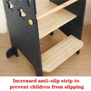 Children's Learning Tower Solid Wood <b>Step</b> Stool With Handrails Safety Design For <b>Kitchen</b> Washing - Product Image 2