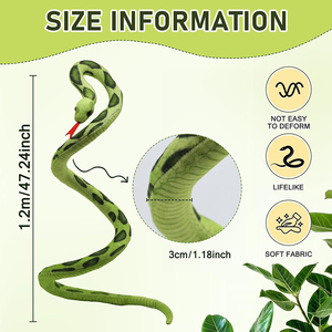 8343 3D realista felpa larga serpiente verde animales de peluche muñecas con lengua roja regalos de Halloween para niños serpiente muñeco de peluche - Product Image 2