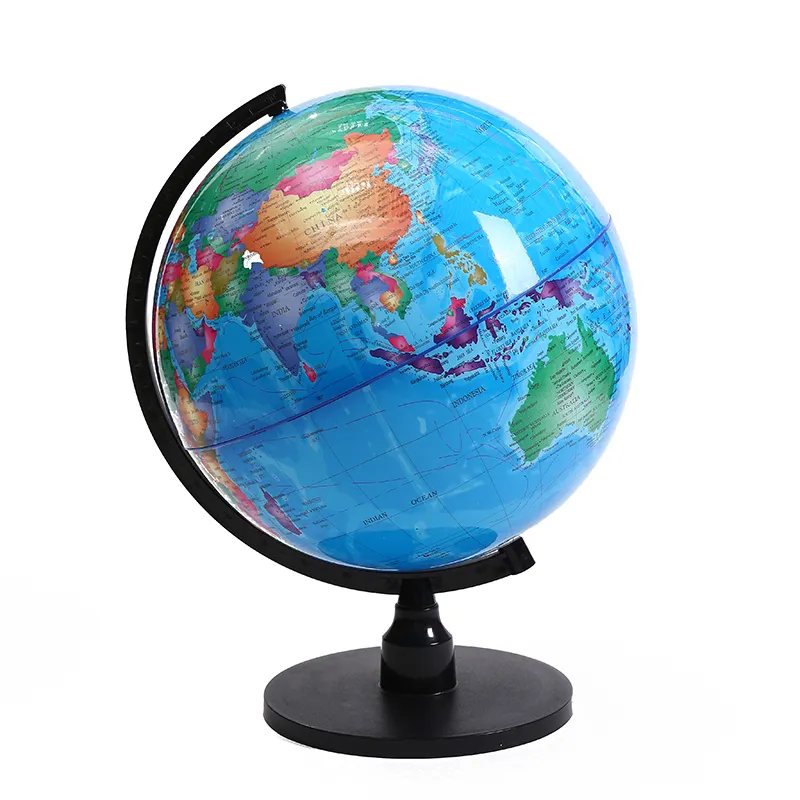 Fabriek Verkopen 12Inch 32Cm Pvc Globe Decoratieve Globee Globe Met Roterende Wereldkaart Us Eu Au Uk Home decoratie