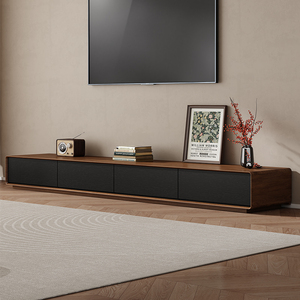 Solid Wood TV Cabinet <b>Walnut</b> Color Storage Modern Living Room Stand - Product Image 1