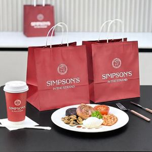 Sacs en papier kraft jetables personnalisés, biodégradables, écologiques et recyclables pour la cuisine britannique avec poignées torsadées - Product Image 3