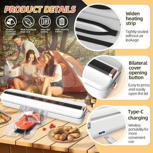 Machine de mise sous vide automatique sans fil rechargeable par USB, portable, pour la maison, en plastique, pour la conservation des aliments dans la cuisine - Product Image 4
