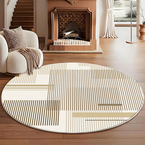 Tapis rond imitation cachemire, motif géométrique hiver 2025, velours bouclé, pour salon, chambre, maison - Product Image 5