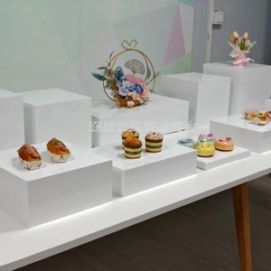 Akrilik putih Modern Riser kubus persegi panjang tampilan makanan prasmanan rak untuk makanan dingin teh Break kue makanan ringan Morden gaya - Product Image 3