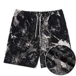 Ropa personalizada para exteriores, pantalones cortos negros para hombre, ropa de calle de verano, cintura elástica, pantalones cortos teñidos con lazo - Product Image 3