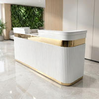 Bureau de réception de luxe avec plateau en marbre, finitions dorées et tiroirs verrouillables, taille personnalisée, mobilier de salon