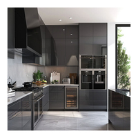 Armoires de cuisine modulaires personnalisées de haute qualité avec finition laquée moderne en MDF, options d'évier, robinet et comptoir en marbre/stratifié