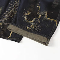 Jeans baggy pour homme, déchirés, patchwork, délavés, coupe large, en denim, personnalisables par le fournisseur OEM