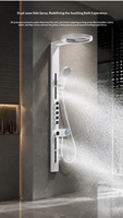 Colonne de douche murale numérique 5 fonctions en laiton blanc, eau chaude/froide, avec jets pluie et cascade, pour usage hôtelier
