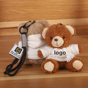 Nuevo Llavero de Peluche con Forma de Oso Teddy y Capucha, Súper Suave, 12 cm, con Logotipo Personalizable, Kawaii, de Algodón PP, ODM, Regalo Personalizado - Product Image 3