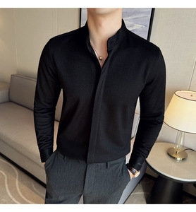 <span class=keywords><strong>Camicia</strong></span> di lana calda spazzolata autunno e inverno <span class=keywords><strong>camicia</strong></span> di fascia alta da <span class=keywords><strong>uomo</strong></span> con colletto alto a righe - Product Image 6