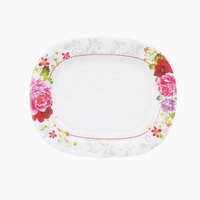 Assiette ovale en mélamine durable, écologique, à deux tons, imprimé floral, incassable, pour collations