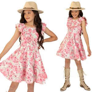 Personnalisé En Gros Grands Enfants Porter Vendeur Designers D'été Enfants Fille Vêtements Enfants Vêtements Fleur Filles Robe Avec Imprimé Floral - Product Image 1