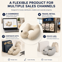 Coussin de nuque en tissu rafraîchissant avec valve brevetée, coussin gonflable en U pour l'été, housse respirante lavable, pochette peu encombrante