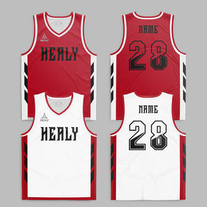 Camisetas de Baloncesto Healy Rojas y Blancas con Cuello en V, Cómodas y Ligeras, de Tela de Poliéster, de Alto Rendimiento, sin Mangas - Product Image 2