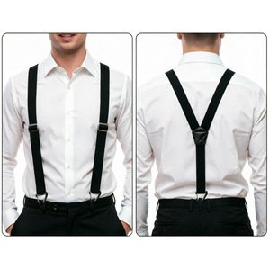 Bretelles de costume pour <span class=keywords><strong>homme</strong></span> en Y, noires, élastiques, réglables, largeur 4 cm, 3 clips, pour fêtes et mariages, idée cadeau - Product Image 4