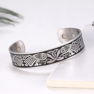 Bracelets <span class=keywords><strong>en</strong></span> acier inoxydable de thérapie magnétique pour la <span class=keywords><strong>santé</strong></span>, bracelet de poignet <span class=keywords><strong>Viking</strong></span> avec totem de phénix, bracelet amulette Wiccan - Product Image 4