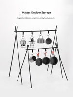 Étagère de rangement triangulaire en alliage d'aluminium de style camping pour ustensiles de cuisine, casseroles, lampes - Stable et installation rapide
