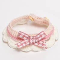 Collier en laine douce à motif pied-de-poule style japonais pour chat, avec nœud, accessoire pour animaux de compagnie toutes saisons, vente en gros