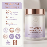 Probiotiques pour femmes en marque privée OEM, 100 milliards de UFC, 18 souches, extrait de canneberge, soutien immunitaire et santé féminine, 60 capsules