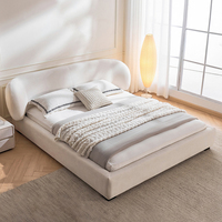 Elegantes Neues Designer-Stoffbettgestell im Creme-Stil, Kingsize-Bett für den Heimgebrauch, Hochwertiges Luxuriöses Gepolstertes Bettset