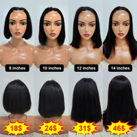 Perruques Bob Naturelles Cheveux Humains Remy Letsfly 250% Promotion, Lace Closure Kim 2x6 SDD 12A, Sans Enchevêtrement, Extensions de Cheveux de 8 à 14 Pouces
