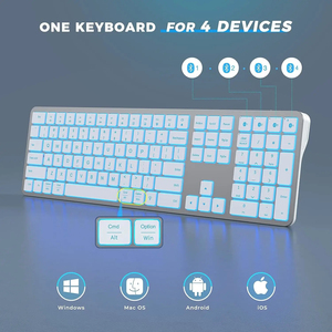 คีย์บอร์ดไร้สายแบบปรับแต่งได้ รองรับหลายอุปกรณ์ ชาร์จซ้ำได้ ไฟ RGB แบ็คไลท์ พร้อมแป้นตัวเลข ใช้งานร่วมกับแล็ปท็อปและพีซี - Product Image 5