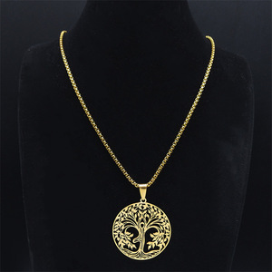 Collar con Árbol de la Vida y Triskelión Celta para Mujer y Hombre, Acero Inoxidable, Color Dorado, Joyería Pagana - Product Image 5