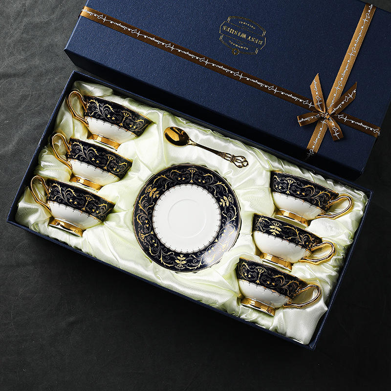 Classical blue six cup dish spoon gift box