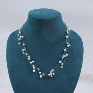 Full Sky Star Series 5-6mm natural white original fresh water potato baroque pearl necklace jewelry for Gift