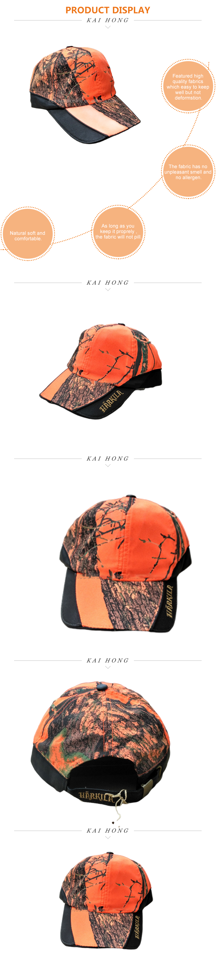 Wholesale Custom Baseball cap Orange Camo Cap Landscape painting hat  vintage cap baseball